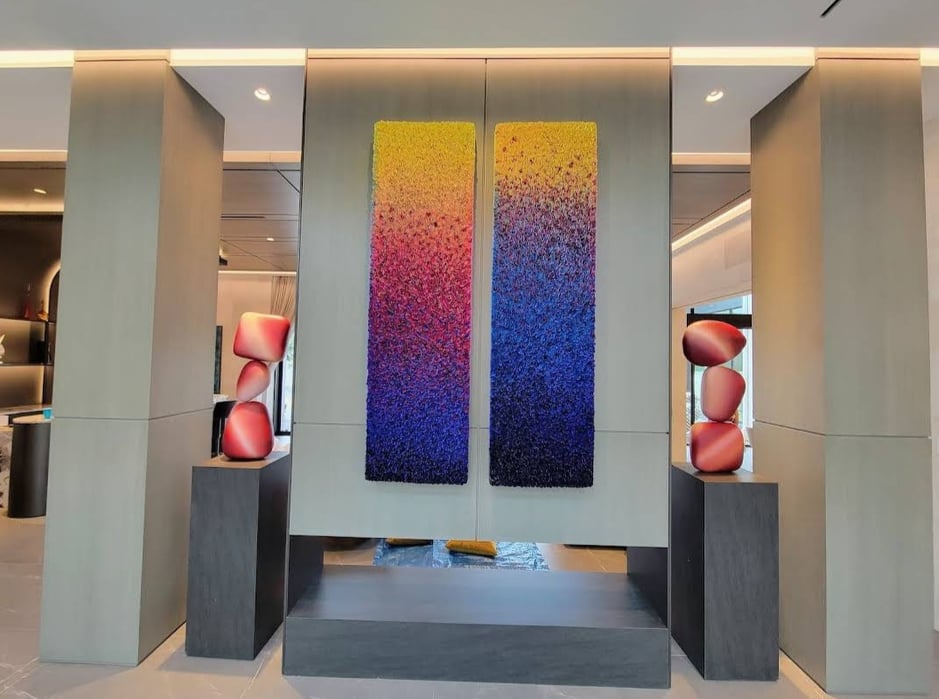 Color changing art mounted on the wall