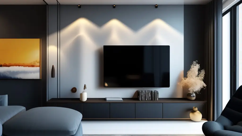 tv mounted on wall with blue theme. Home page of tv mounting company website