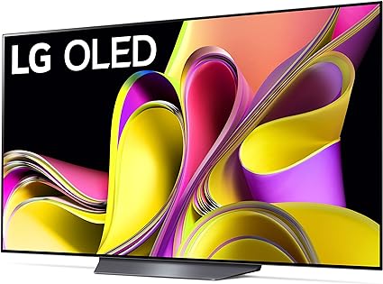 LG OLED TV with vibrant, abstract display.