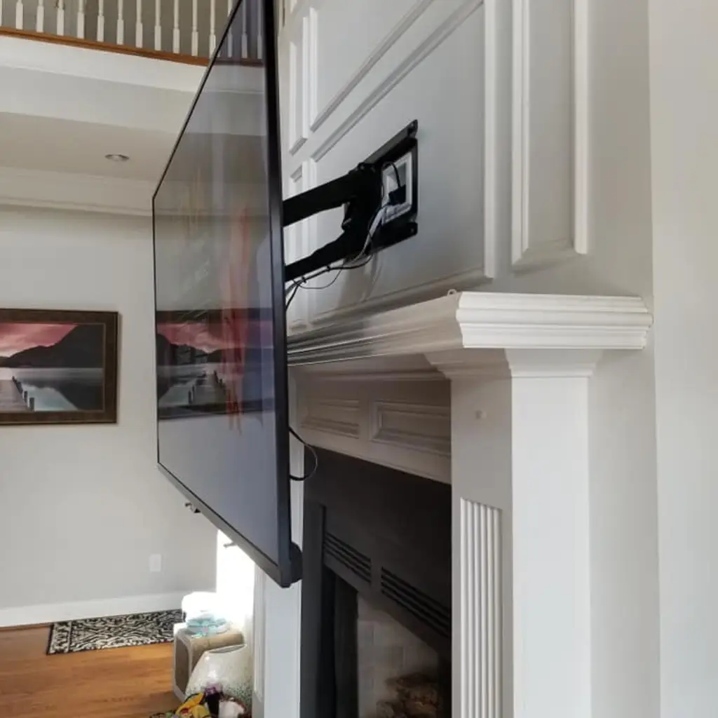 side view of a mantel mount in action