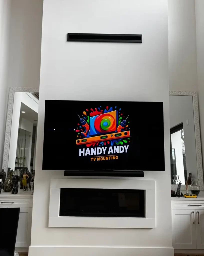 tv mounted over a fireplace in houston texas